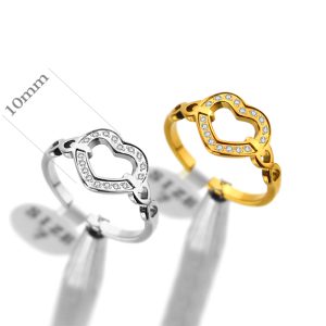 TC346c Nhẫn nữ titan trái tim đính full kim tấm