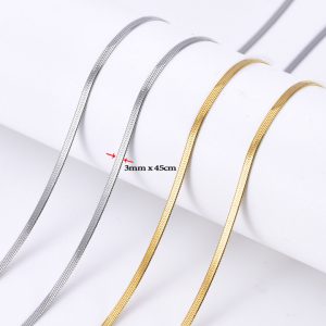 TN197a Dây chuyền titan mì dẹp 3mm dài 45cm