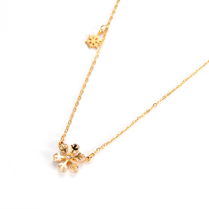 TN410g Dây chuyền titan hoa tuyết màu vàng