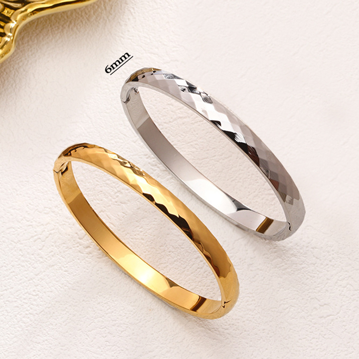 TV129a Vòng tay nữ titan cắt cạnh kim cương bảng 6mm