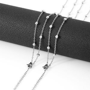 D006e Dây chuyền chữ cong titan trơn không mặt gắn bi cách điệu