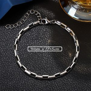TA010b Lắc tay titan ô chữ nhật bo cạnh