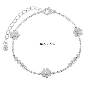 TA158b Lắc tay titan hoa cúc cách điệu màu thép
