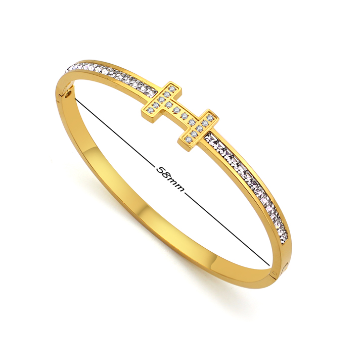 TV230a Vòng tay nữ titan chữ H Hermes đính đá mạ vàng