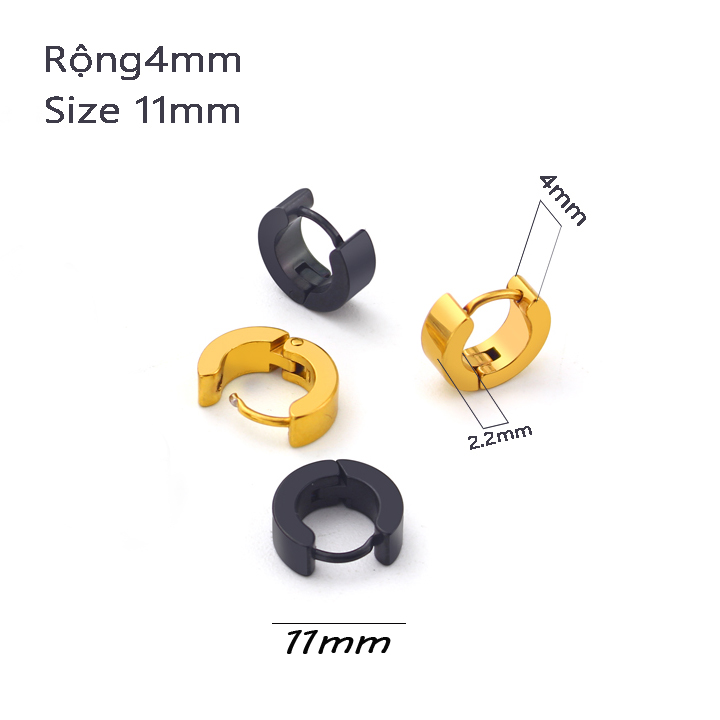 BT021a Bông hoa tai khoen tròn size nhỏ bảng rộng 4mm