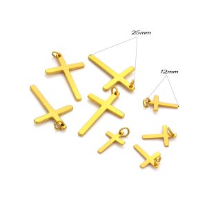 LK001a Phụ kiện hình thánh giá, charm thánh giá inox mạ vàng