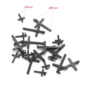 LK006a Phụ kiện inox hình thánh giá , charm inox xi đen hình thánh giá