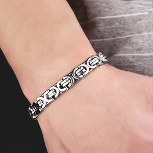 LN055 LẮC TAY NAM INOX ZICZAC Màu trắng HÀN QUỐC