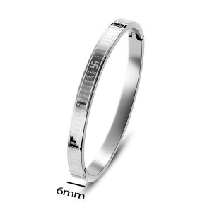 LN120 Vòng tay nam titan bát nhã tâm kinh màu trắng bảng 6mm