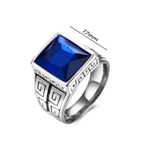 N500 Nhẫn nam Titan đá xanh dương vạn lý trường thành (Size 8)