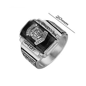 N501c Nhẫn nam Titan sư tử 1973 đá đen đẹp giá rẻ không đen