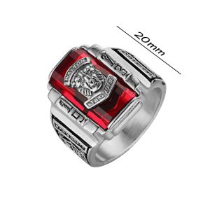 N502 Nhẫn nam titan sư tử 1973 đá đỏ