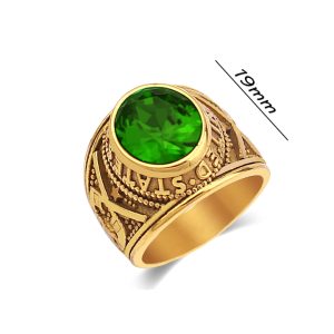 N503 Nhẫn mỹ titan mạ vàng đá xanh lá