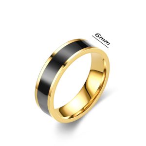 N504 Nhẫn titan bảng 6mm sọc đen