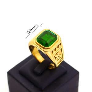 N508 Nhẫn nam titan đá xanh lá cây