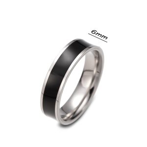 N509 Nhẫn titan bảng 6mm sọc đen