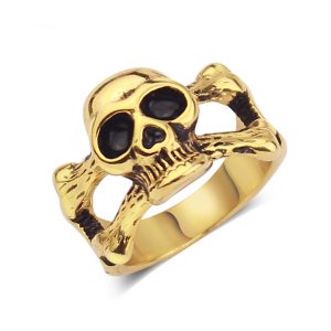 N529a Nhẫn nam inox sọ người – đầu lâu mạ vàng độc đẹp