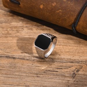 N530a Nhẫn nam titan mặt đen