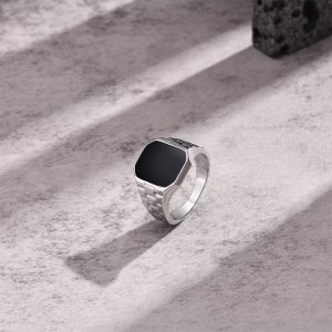 N530b Nhẫn nam titan mặt đen