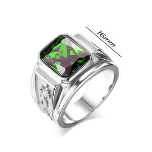 N535 Nhẫn nam Titan cham rồng đá xanh lá