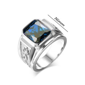 N571 Nhẫn nam titan chạm rồng đá xanh dương