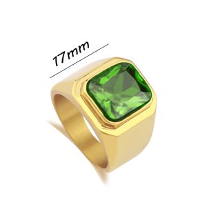 N579a Nhẫn nam Titan mạ vàng trơn đá xanh lá đẹp