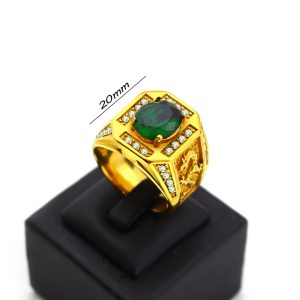 N593 Nhẫn nam titan rồng đá xanh lá