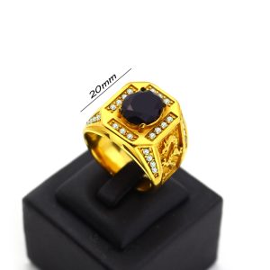 N594 Nhẫn nam titan rồng đá đen