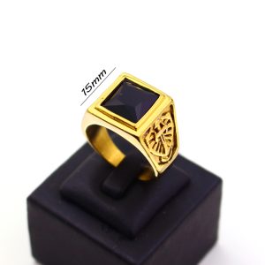 N595 Nhẫn nam titan mặt đá vuông đen