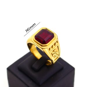 N605 Nhẫn nam titan đá đỏ