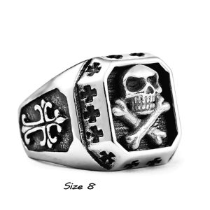 N628a Nhẫn nam inox chome heart đầu lâu cá tính