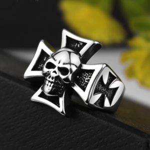 N642a Nhẫn nam đầu sọ – đầu lâu inox thời trang chrome heart