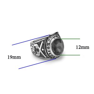 N662c Nhẫn nam titan quân đội mỹ đá màu đen