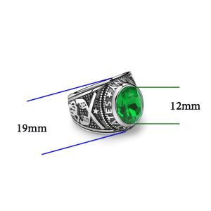 N664b Nhẫn nam titan quân đội mỹ đá màu xanh lá