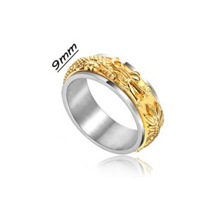 N668a Nhẫn nam xoay inox titan con rồng