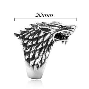 N675a Nhẫn nam titan đầu chó sói