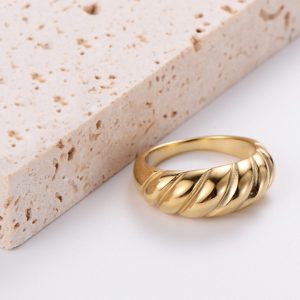 TC078d Nhẫn nữ titan xoắn hình sóng biển