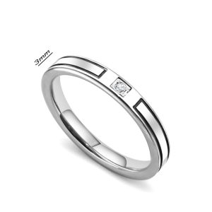 TC353 Nhẫn titan 3mm đính 1 viên kim tấm