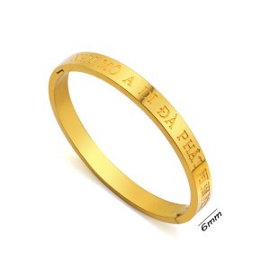 TV125a Vòng tay titan nam mô a di đà phật bảng 6mm màu vàng