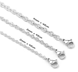 D039b Dây chuyền chữ cong inox móc máy dài 45cm