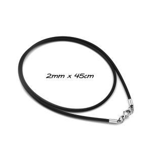 DN004a Dây chuyền cao su 2mm khóa inox cao cấp