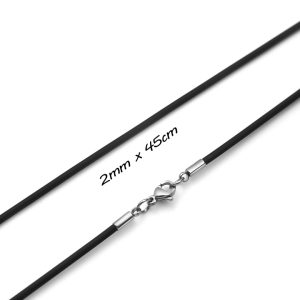 DN004b Dây chuyền cao su 2mm khóa inox cao cấp