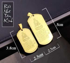 DN155f Mặt dây chuyền titan bát nhã tâm kinh màu vàng