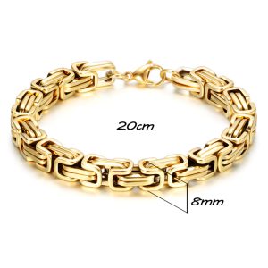LN103 Lắc tay nam inox mạ vàng 8mm