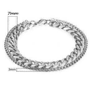 LN137 Vòng tay nam titan kết hợp kiểu lật và bông dừa tròn