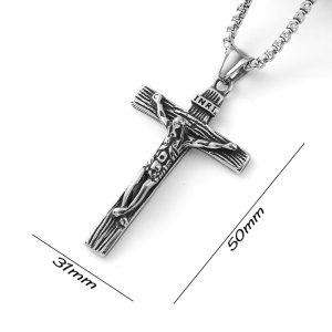 MD065 Mặt dây chuyền thánh giá chúa Giêsu (Jesus) bằng thép titan không gỉ