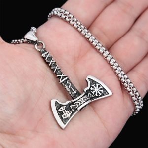 MD091d Mặt dây chuyền titan Rìu Viking 2 lưỡi