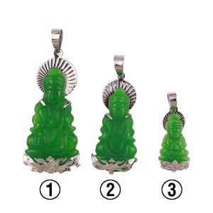 MD105 Mặt dây chuyền bồ tát cẩm thạch bọc inox