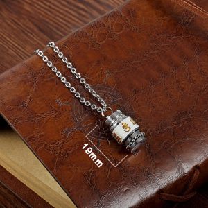 MD179c Mặt dây chuyền titan um mani padme hum hình trụ rổng