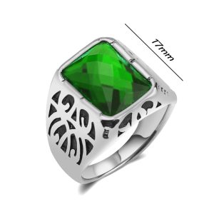 N513 Nhẫn nam inox đá xanh lá